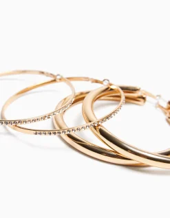 BERSHKA Lot 2 boucles d’eilles anneau XL Or Sale