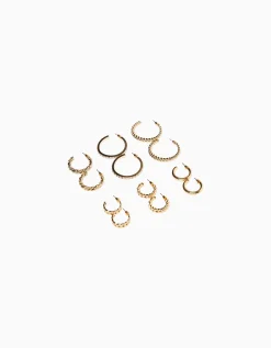 BERSHKA Lot 6 boucles d’eilles anneau Or New
