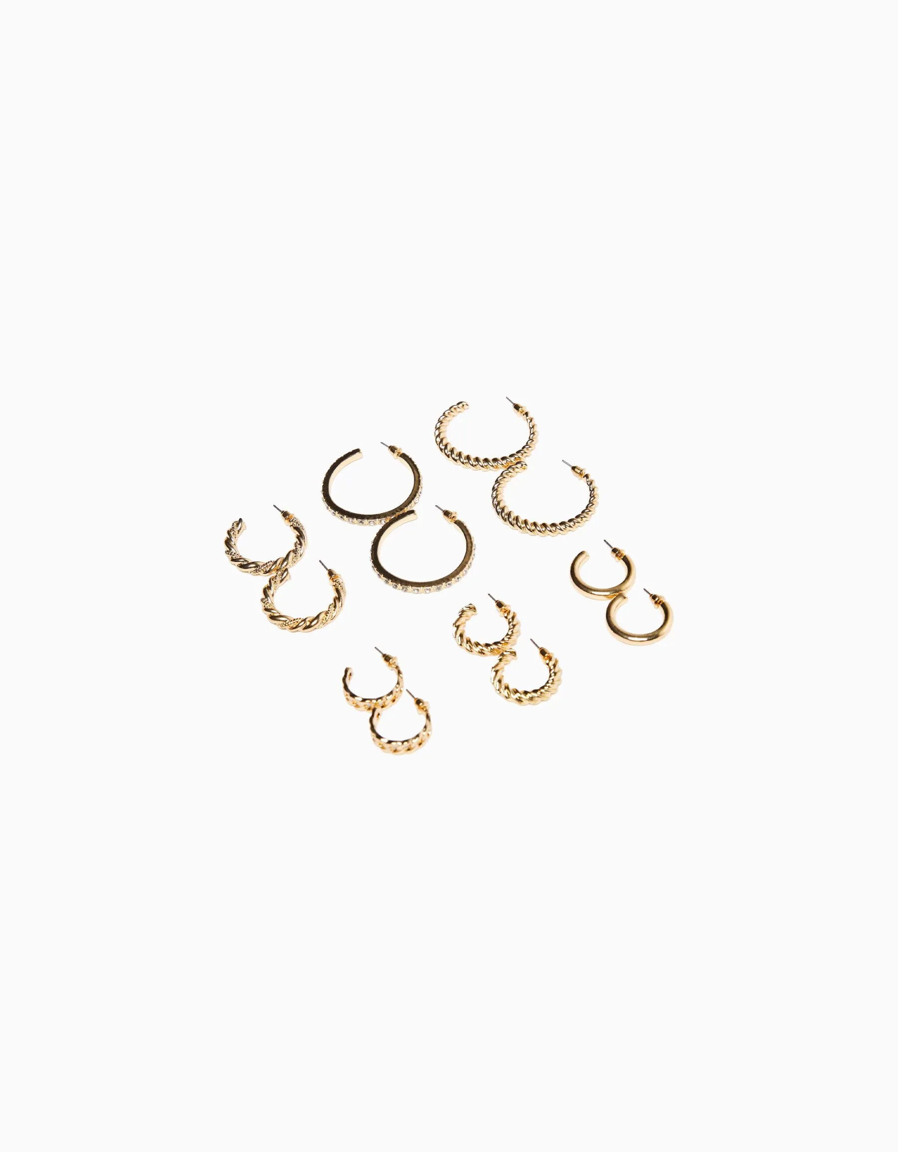 BERSHKA Lot 6 boucles d’eilles anneau Or New