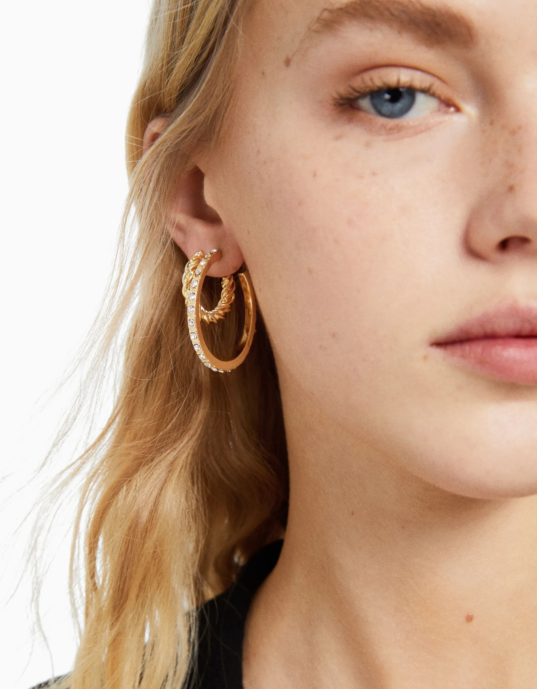 BERSHKA Lot 6 boucles d’eilles anneau Or New