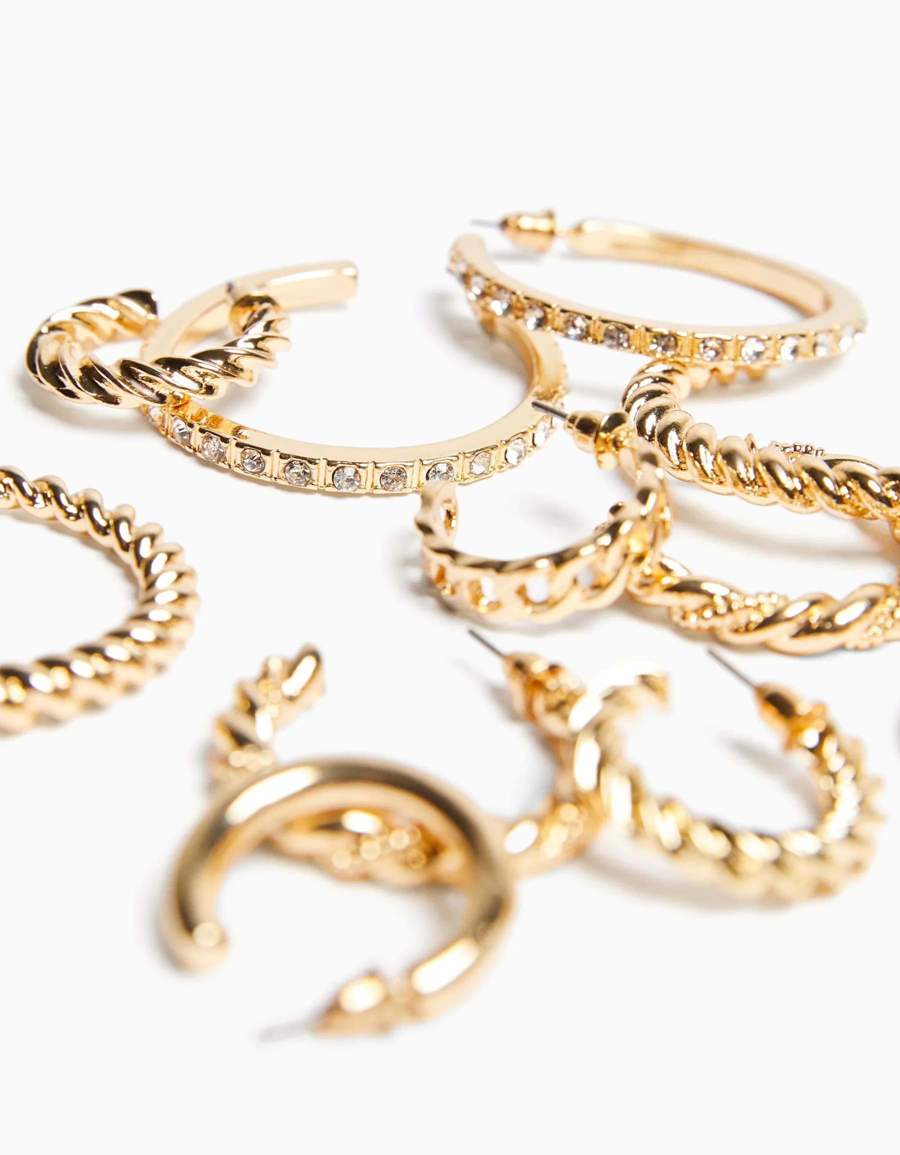 BERSHKA Lot 6 boucles d’eilles anneau Or New