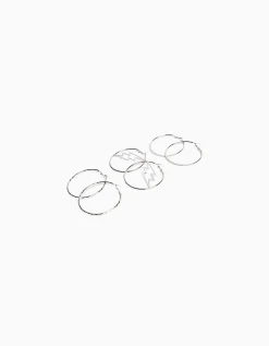 BERSHKA Lot 3 boucles d’oreilles anneau Argent Discount