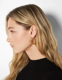 BERSHKA Lot 3 boucles d’eilles anneaux épais cœur Or Sale