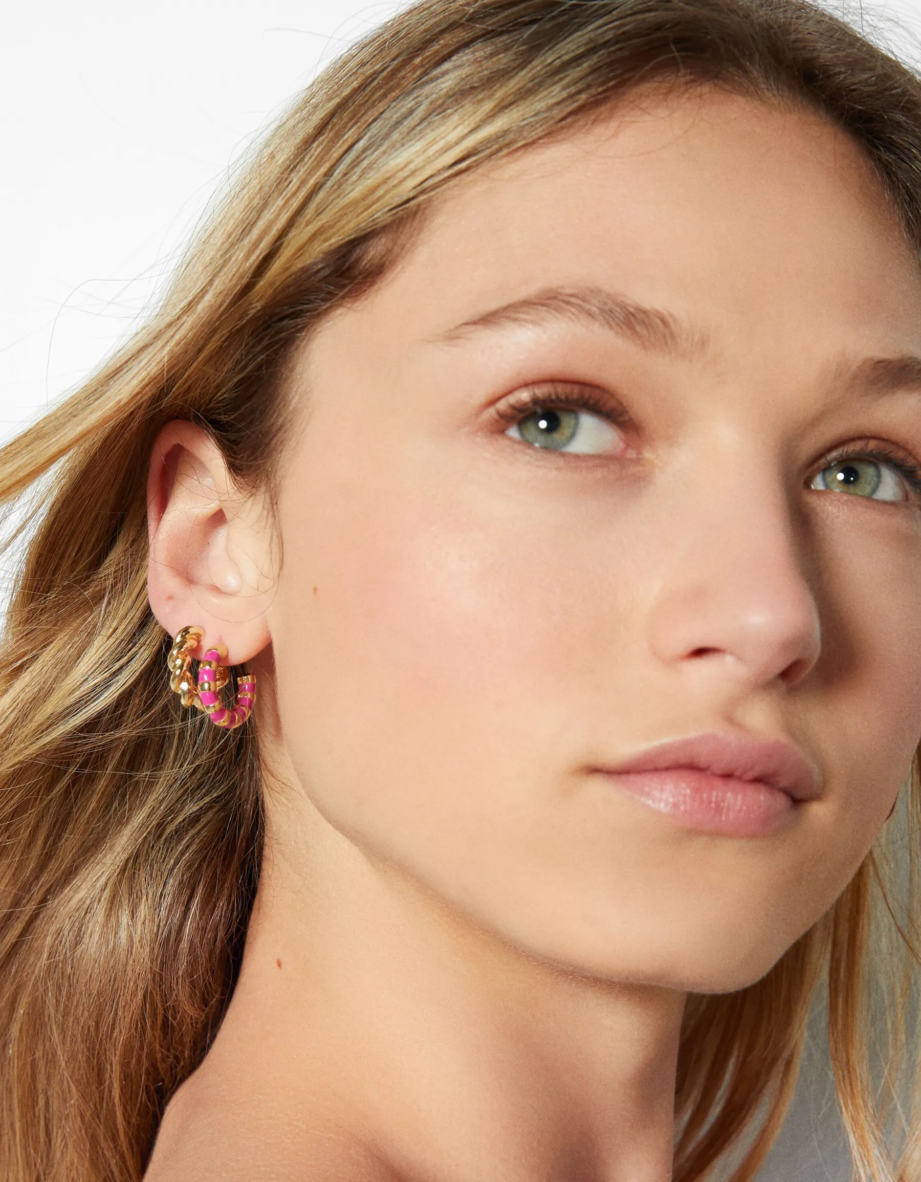 BERSHKA Lot 5 boucles d’eilles anneaux émail Or Discount