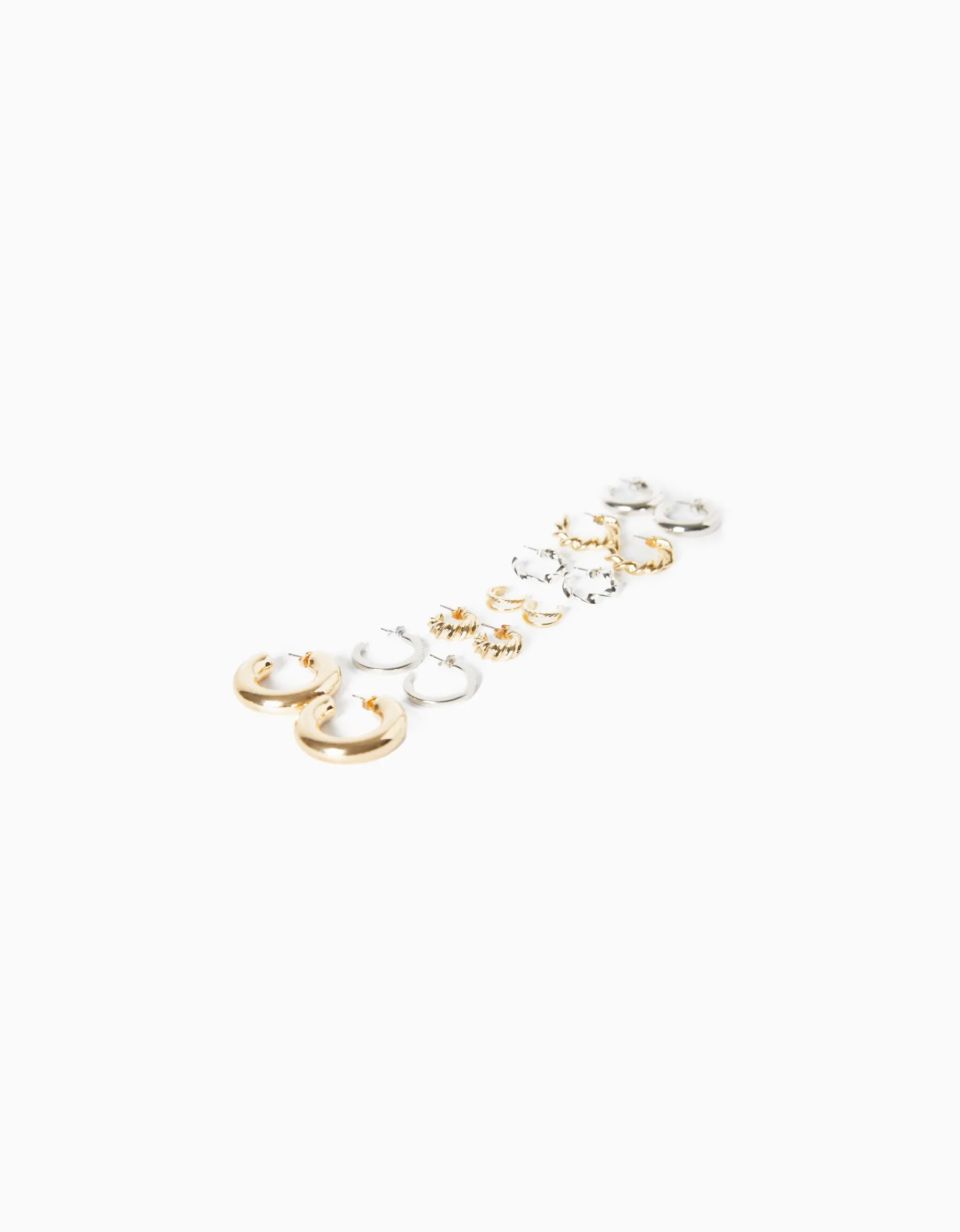 BERSHKA Lot 7 boucles d’eilles anneaux Or Online