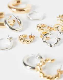 BERSHKA Lot 7 boucles d’eilles anneaux Or Online