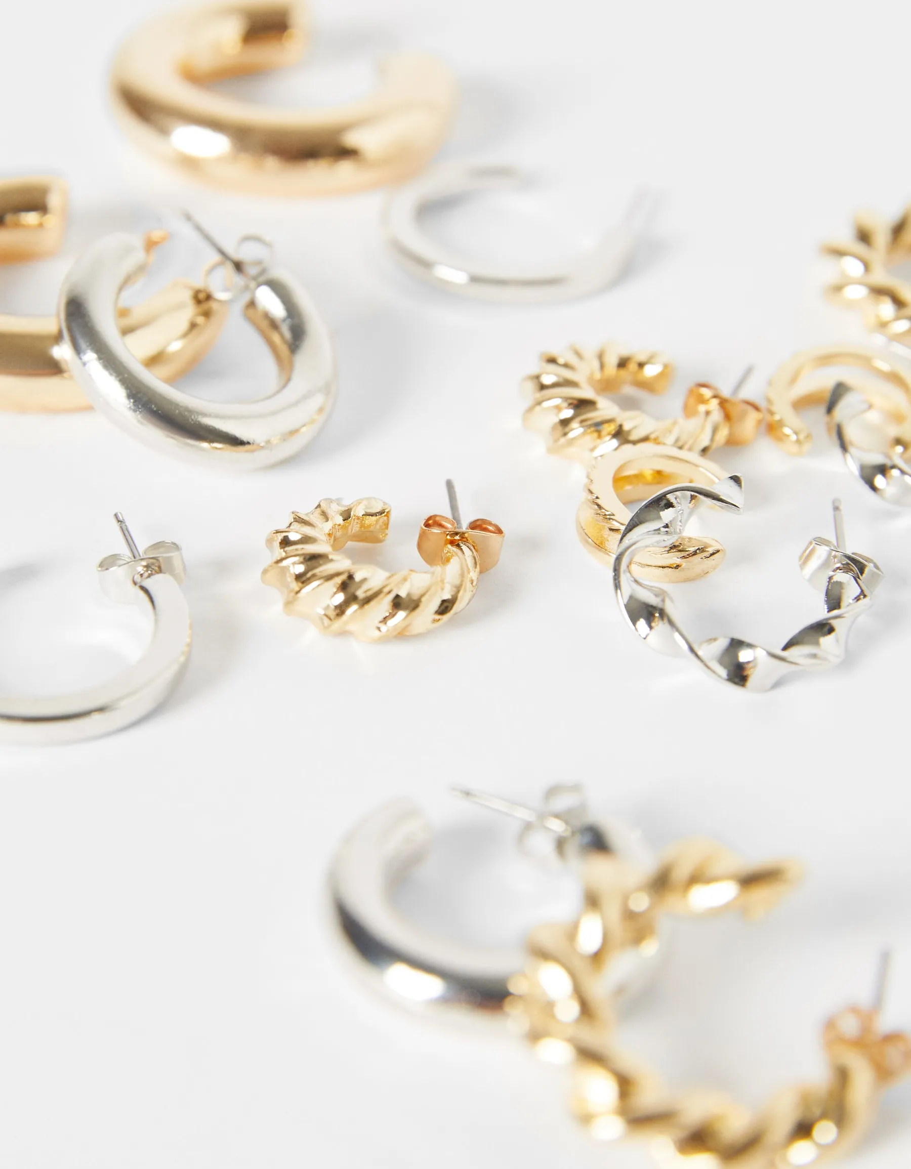 BERSHKA Lot 7 boucles d’eilles anneaux Or Online