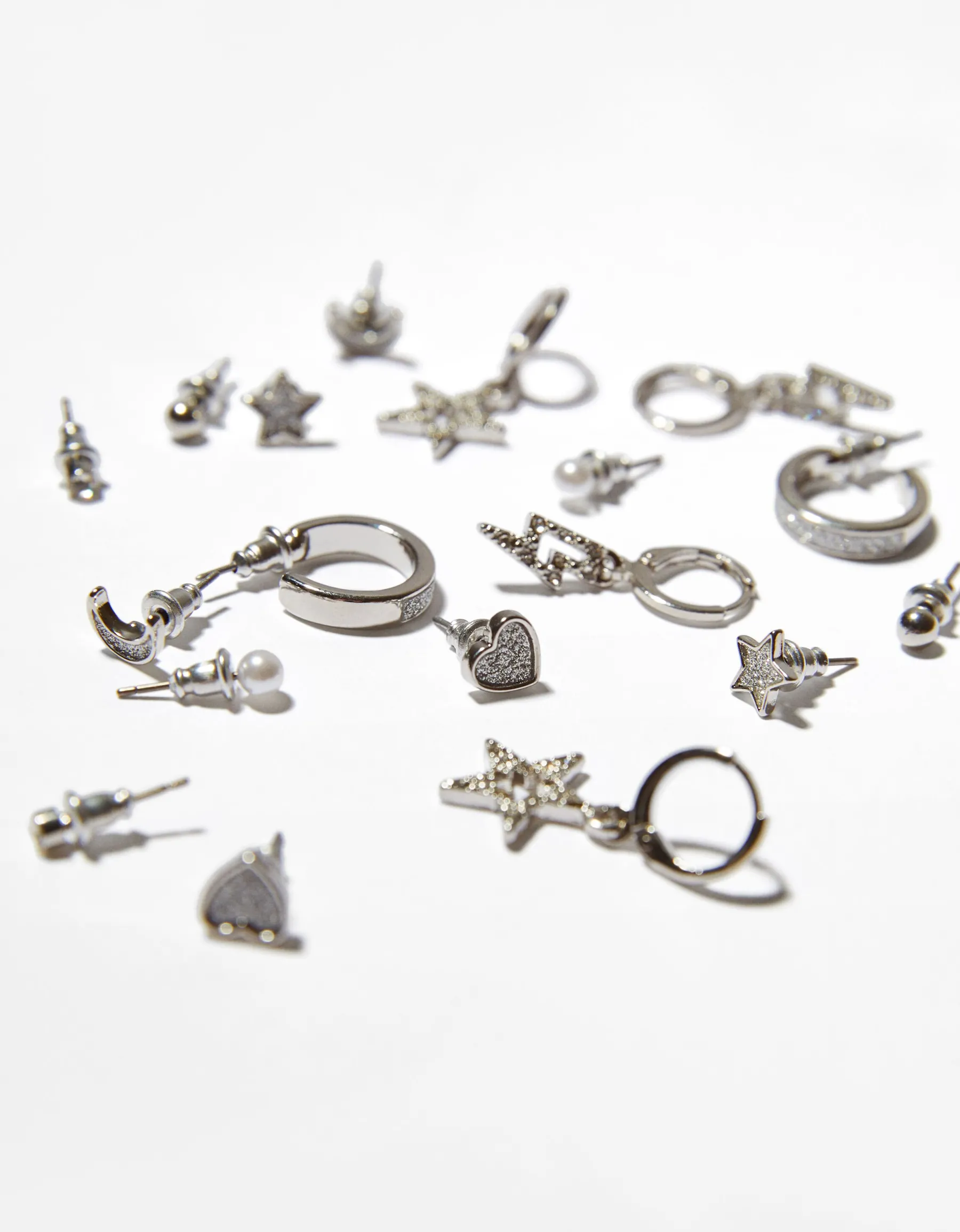 BERSHKA Lot 9 boucles d’oreilles brillants étoile cœur Argent Online