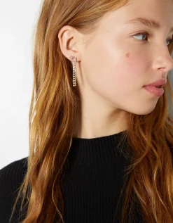 BERSHKA Lot 9 boucles d’eilles cascade strass Or Fashion