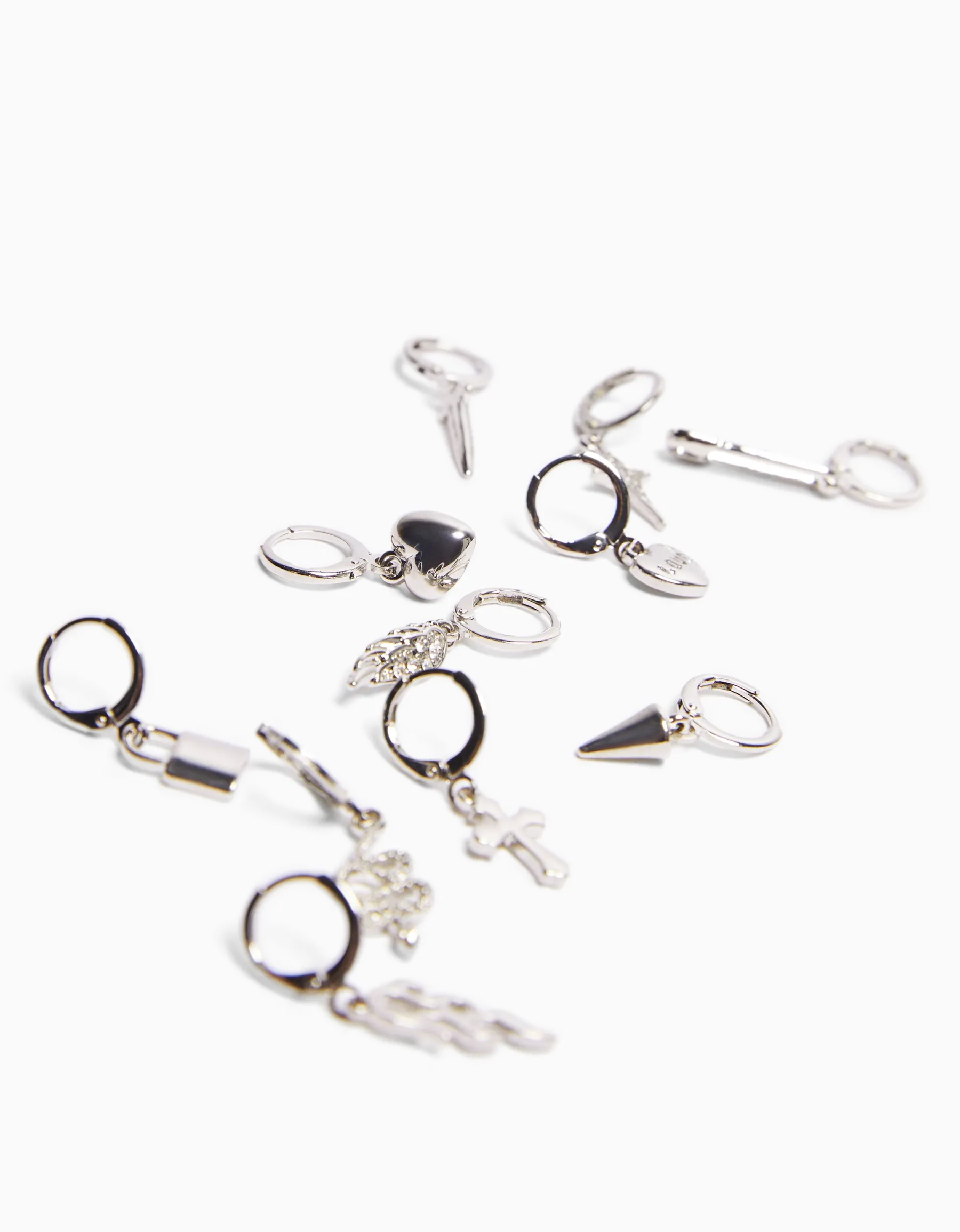 BERSHKA Lot 11 boucles d’oreilles ear-cuff serpent croix pic Argent Shop