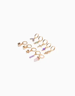BERSHKA Lot 10 boucles d’eilles ear-cuff charm croix Or Flash Sale