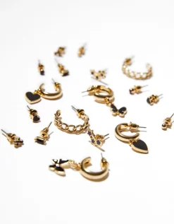 BERSHKA Lot 9 boucles d’eilles papillon cœur Or Online