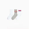 BERSHKA Lot 3 chaussettes varsity Gris Cheap