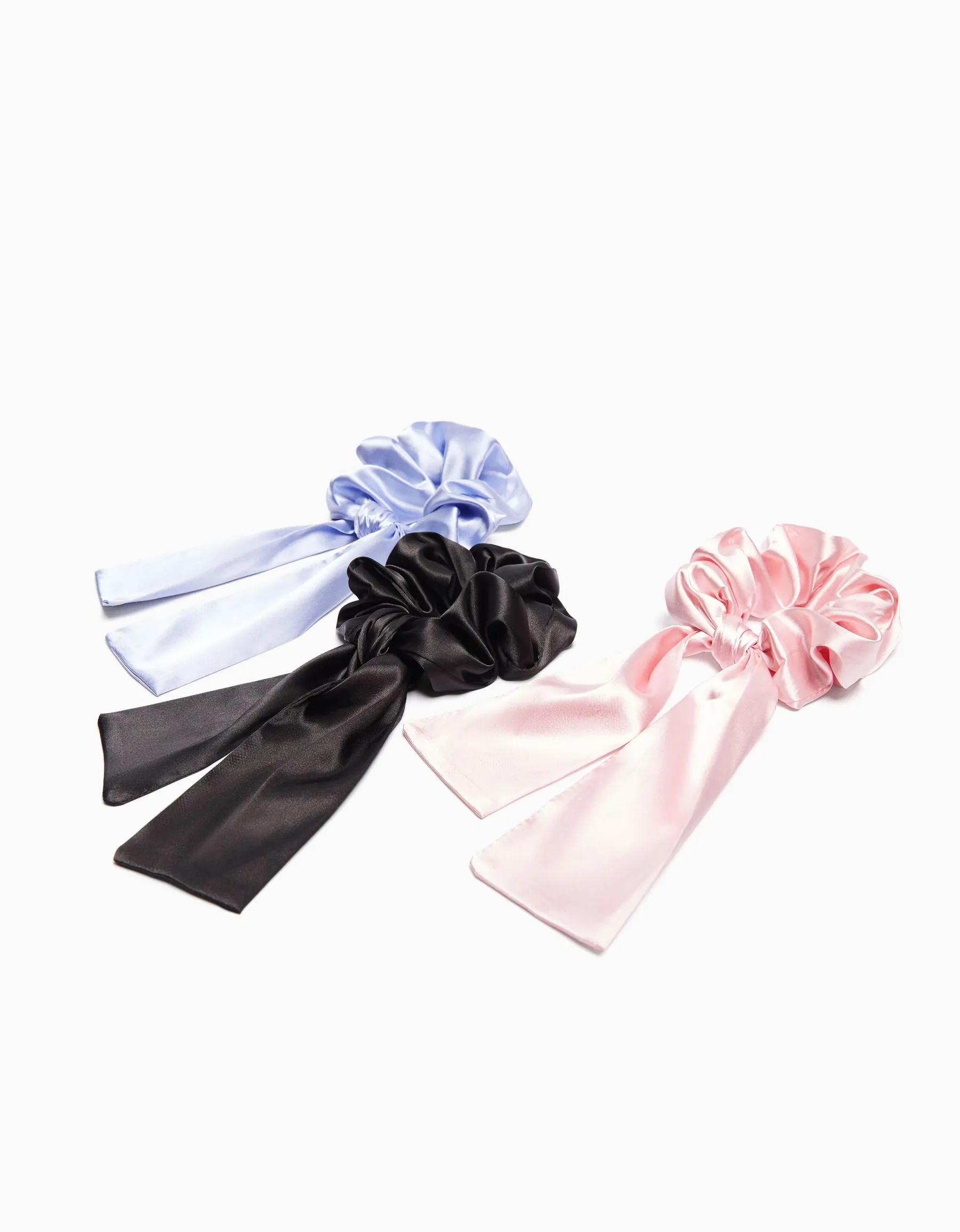 BERSHKA Lot 3 chouchous satinés ruban Rose Shop