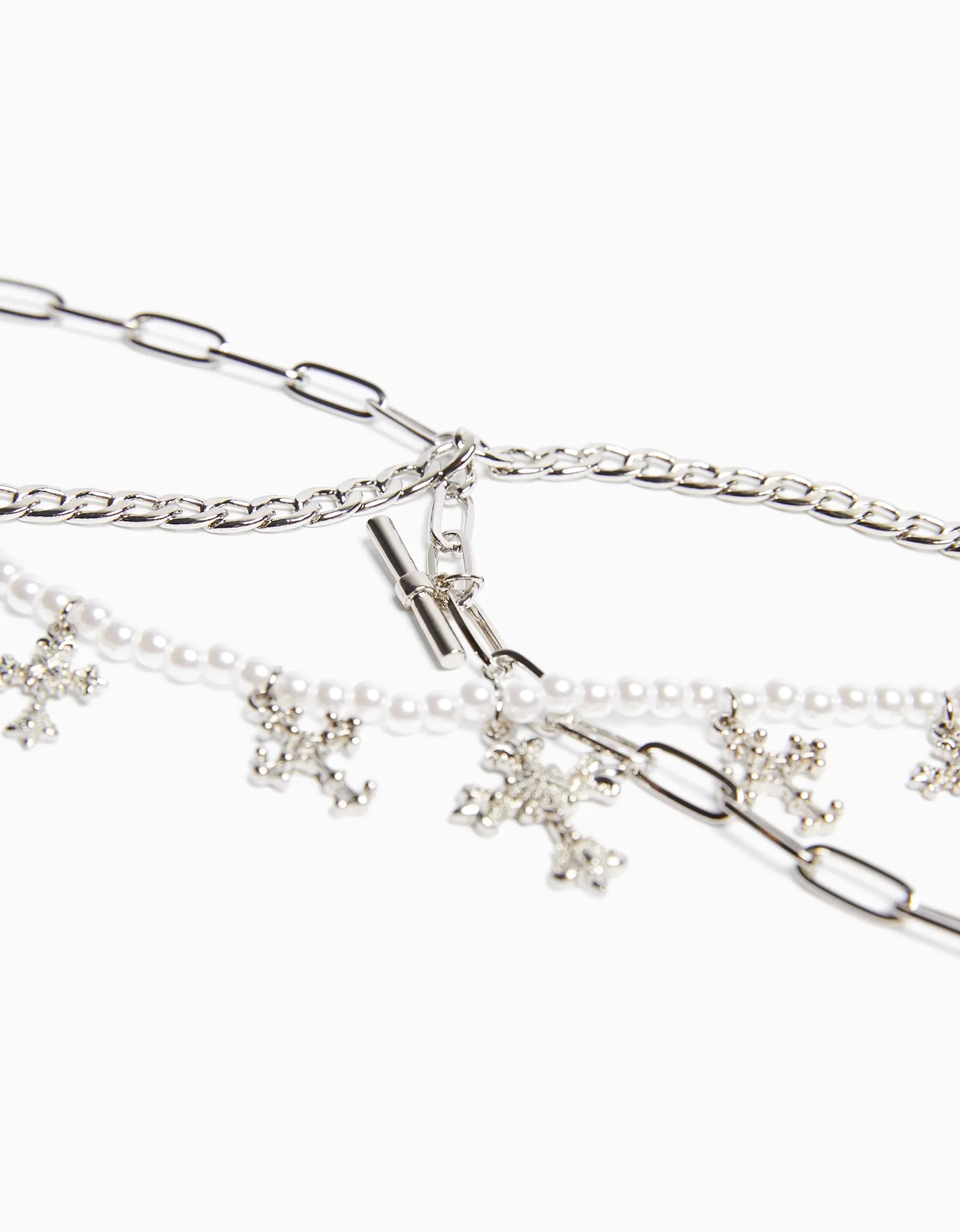 BERSHKA Lot 3 colliers chaîne Argent Store