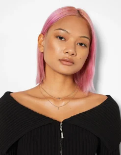 BERSHKA Lot 7 colliers croix papillon Or Online