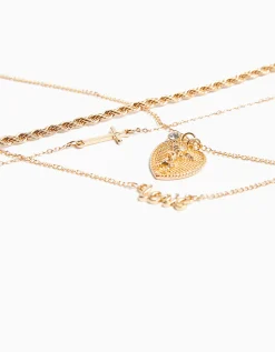 BERSHKA Lot 4 colliers love Or Hot