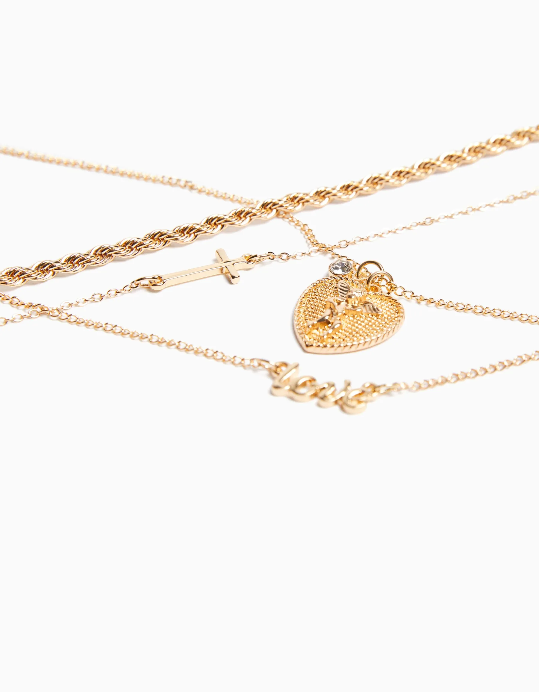 BERSHKA Lot 4 colliers love Or Hot