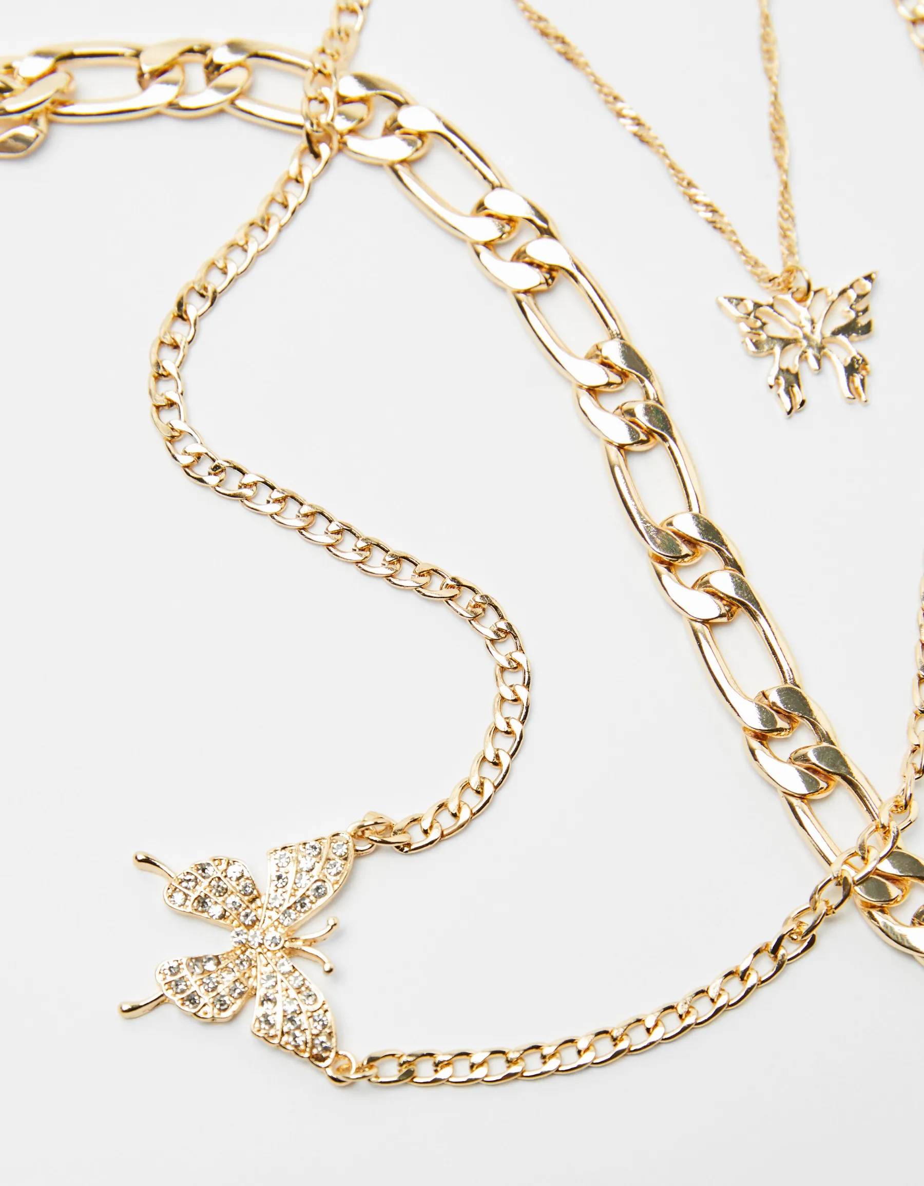 BERSHKA Lot 3 colliers papillon Or Store