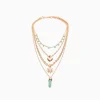 BERSHKA Lot 4 colliers pierres fantaisie Or Hot
