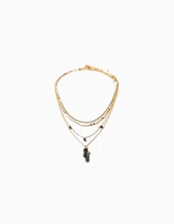 BERSHKA Lot 4 colliers pierres fantaisie Or Store