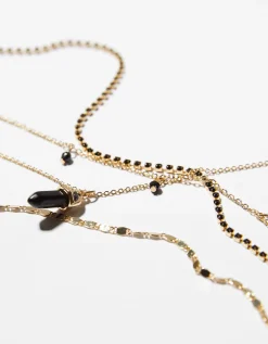 BERSHKA Lot 4 colliers pierres fantaisie Or Store