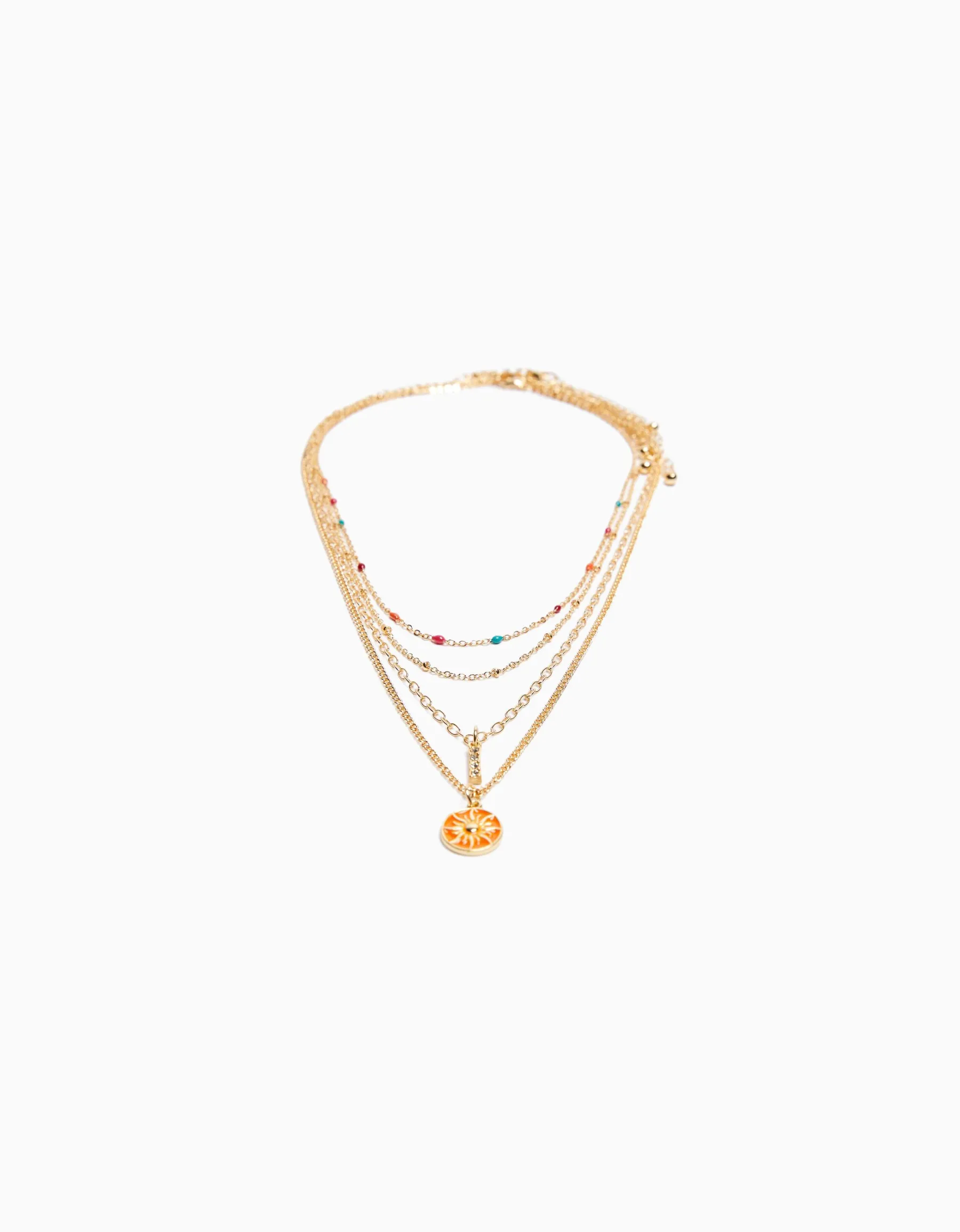 BERSHKA Lot 4 colliers vieillis charm Or Best Sale