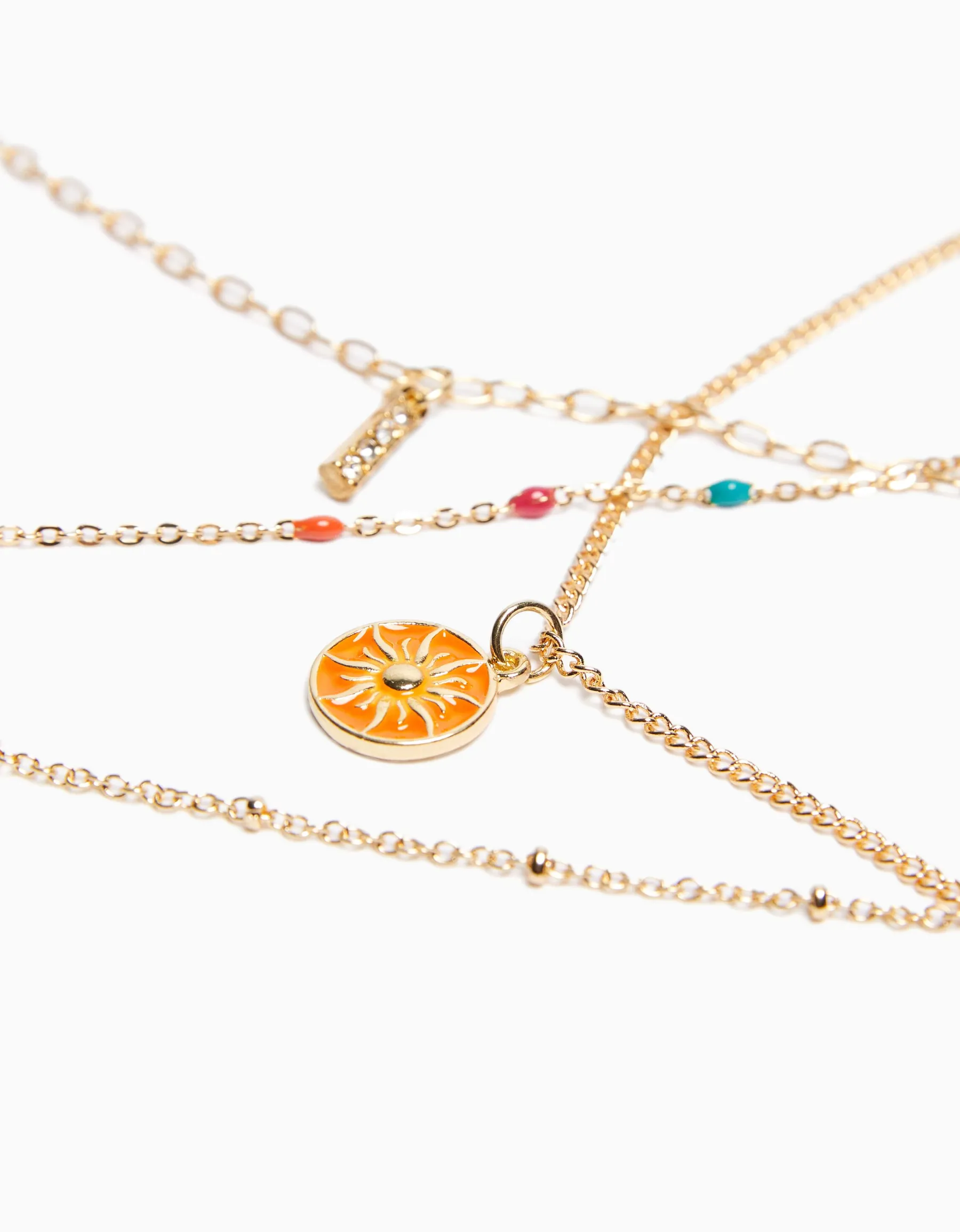 BERSHKA Lot 4 colliers vieillis charm Or Best Sale