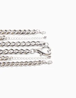 BERSHKA Lot de 3 bracelets chaînes Argent Cheap