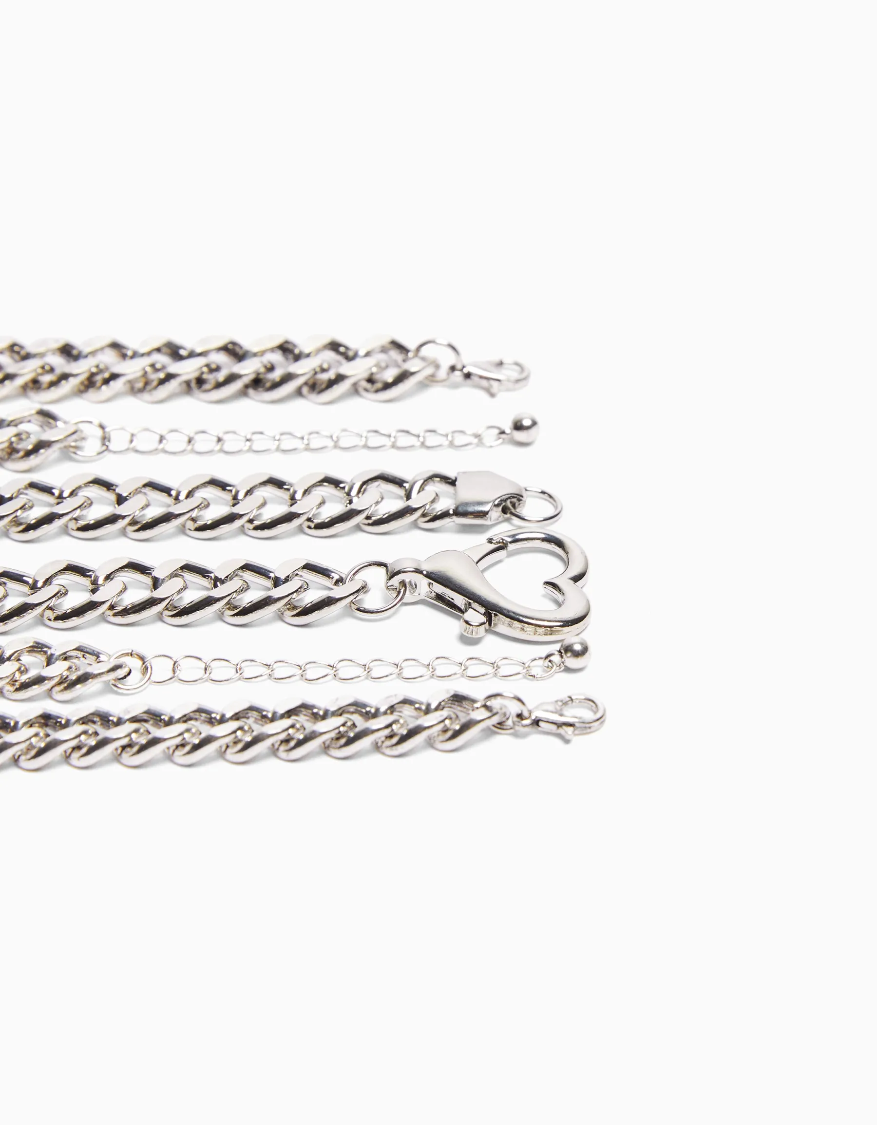 BERSHKA Lot de 3 bracelets chaînes Argent Cheap