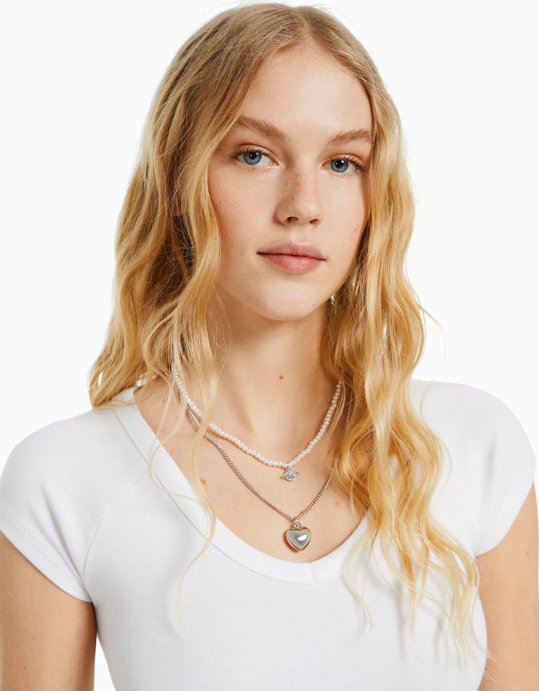 BERSHKA Lot de 4 colliers chaîne Argent Cheap