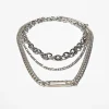 BERSHKA Lot de 4 colliers chaîne Argent Cheap