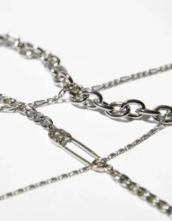 BERSHKA Lot de 4 colliers chaîne Argent Cheap