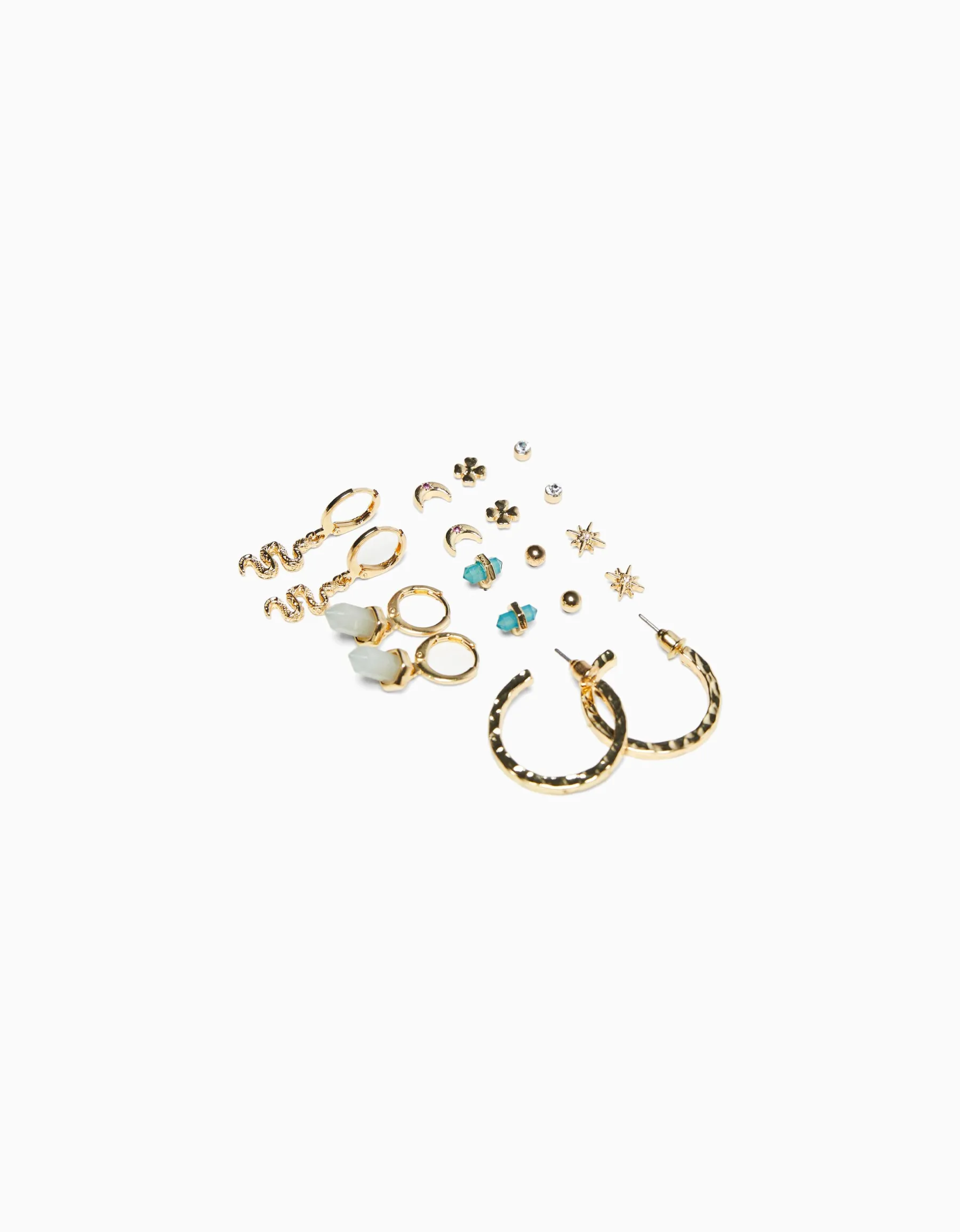 BERSHKA Lot 9 paires de boucles d’eilles serpent Or Cheap