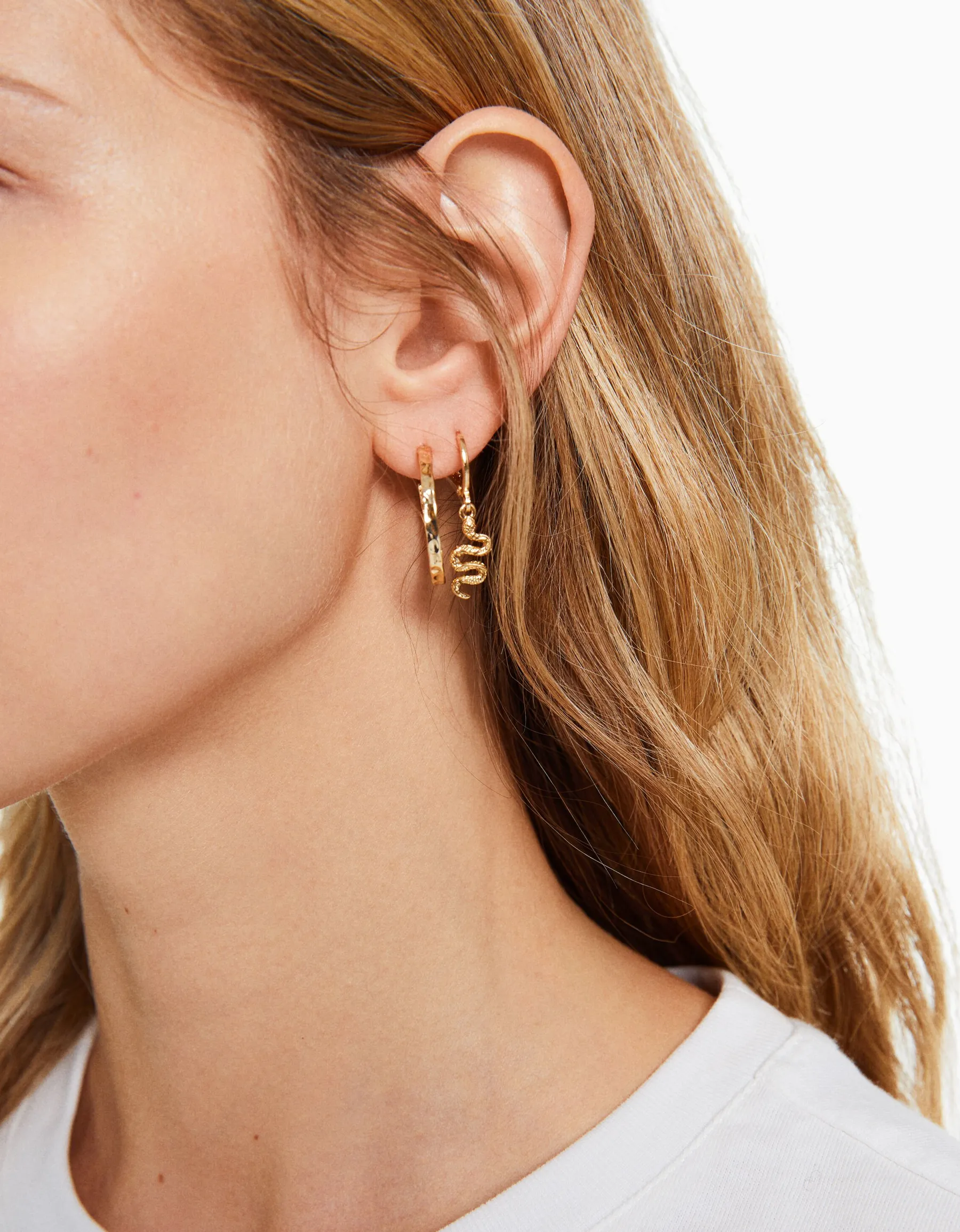 BERSHKA Lot 9 paires de boucles d’eilles serpent Or Cheap