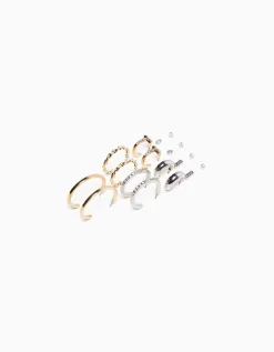 BERSHKA Lot 9 paires de boucles d’eilles anneaux strass Or Best Sale