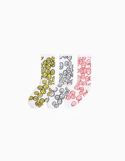 BERSHKA Lot 3 paires de chaussettes imprimées Blanc Online