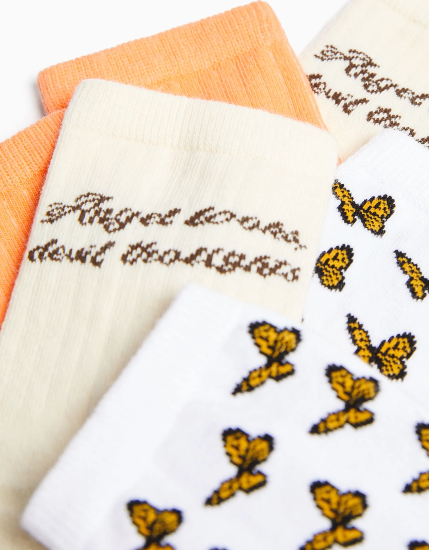 BERSHKA Lot 3 paires de chaussettes imprimées Écru Shop