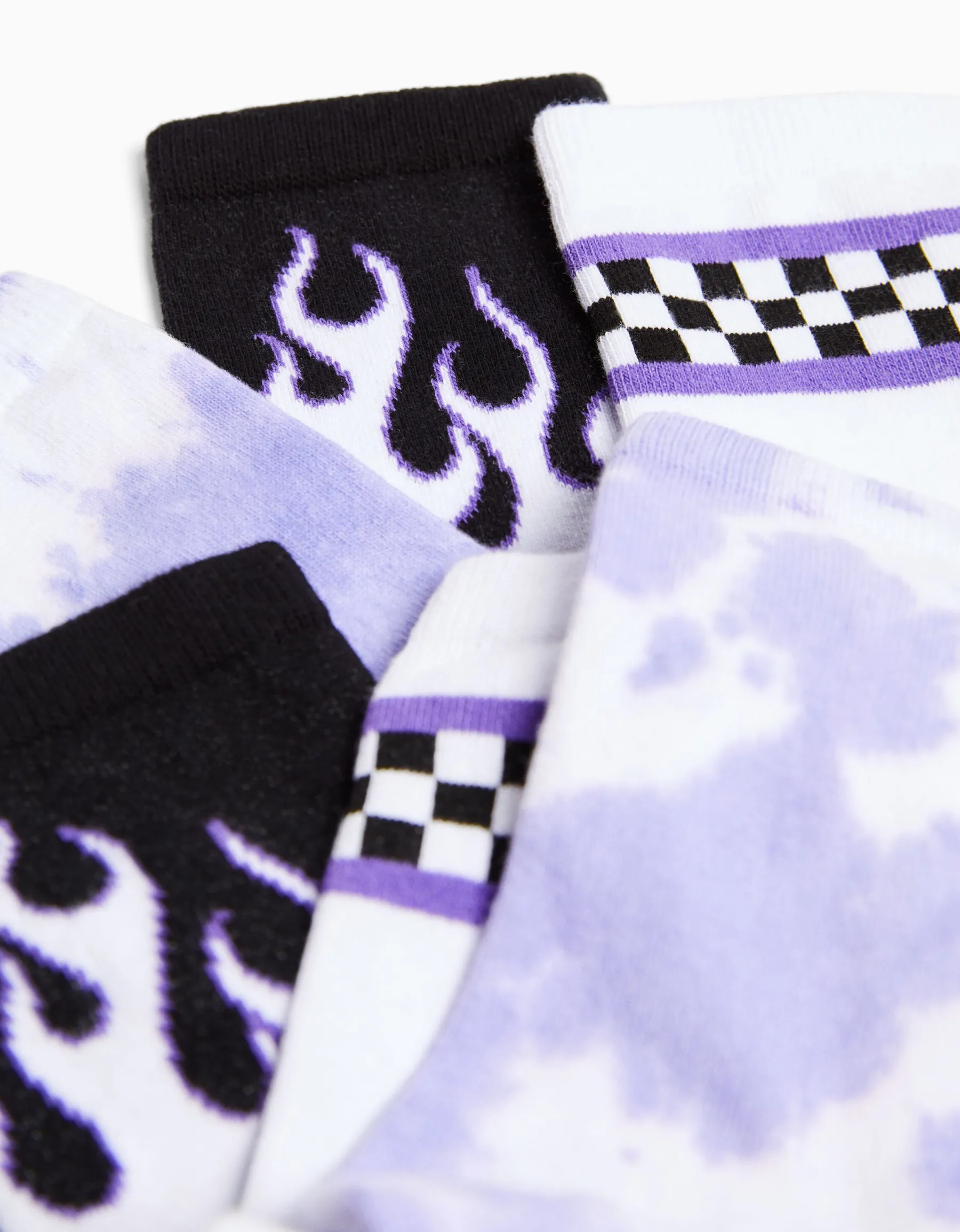 BERSHKA Lot 3 paires de chaussettes imprimées Violet Best Sale