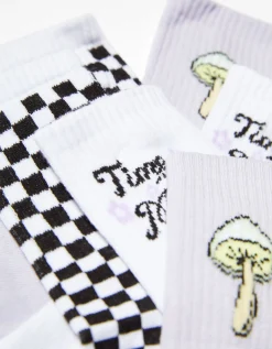 BERSHKA Lot 3 paires de chaussettes broderie Violet Online