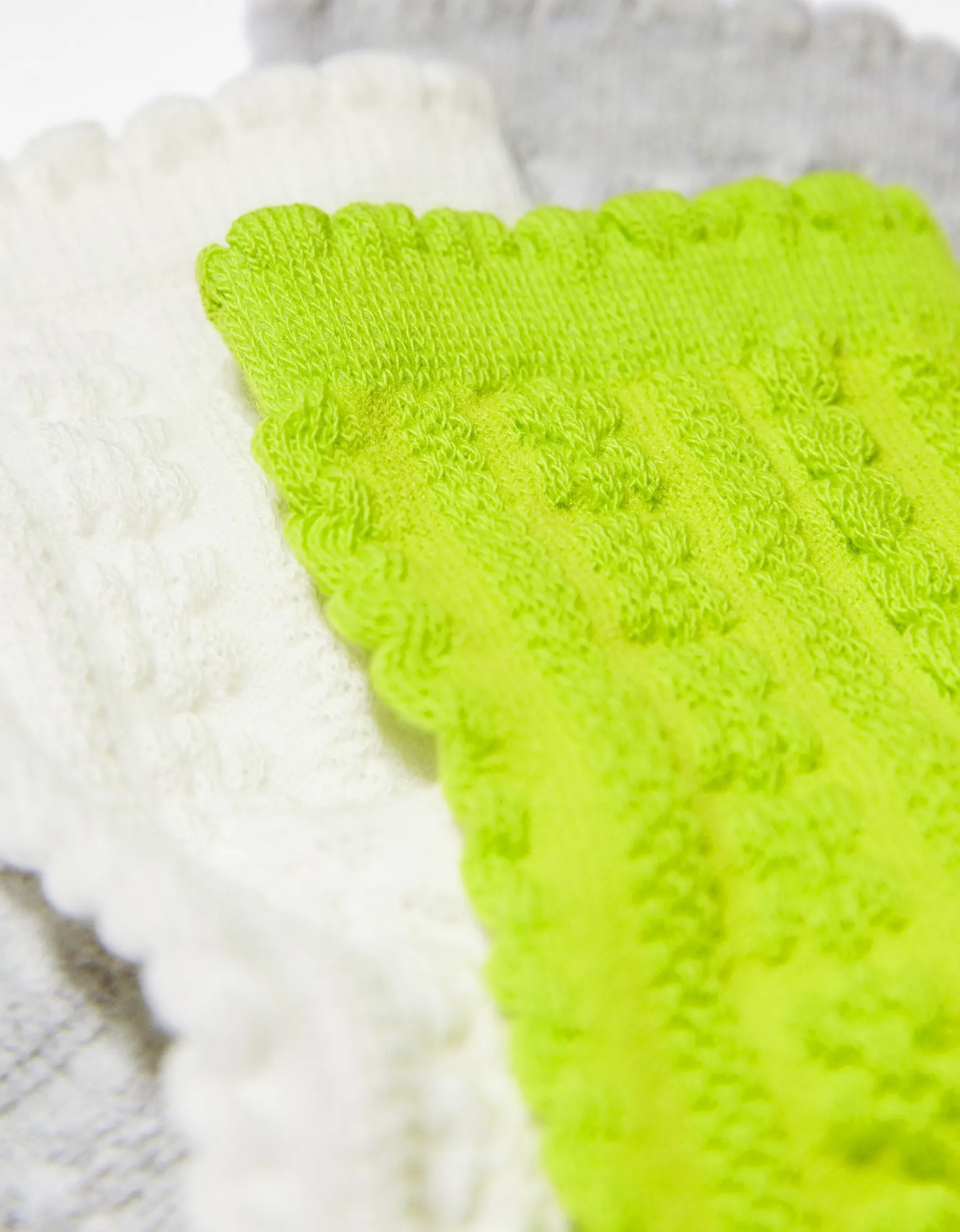 BERSHKA Lot 3 paires de chaussettes texture Lime Outlet