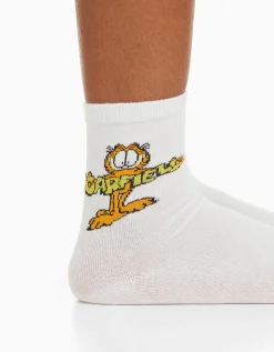 BERSHKA Lot 3 paires de chaussettes brodées Garfield Vert Clearance