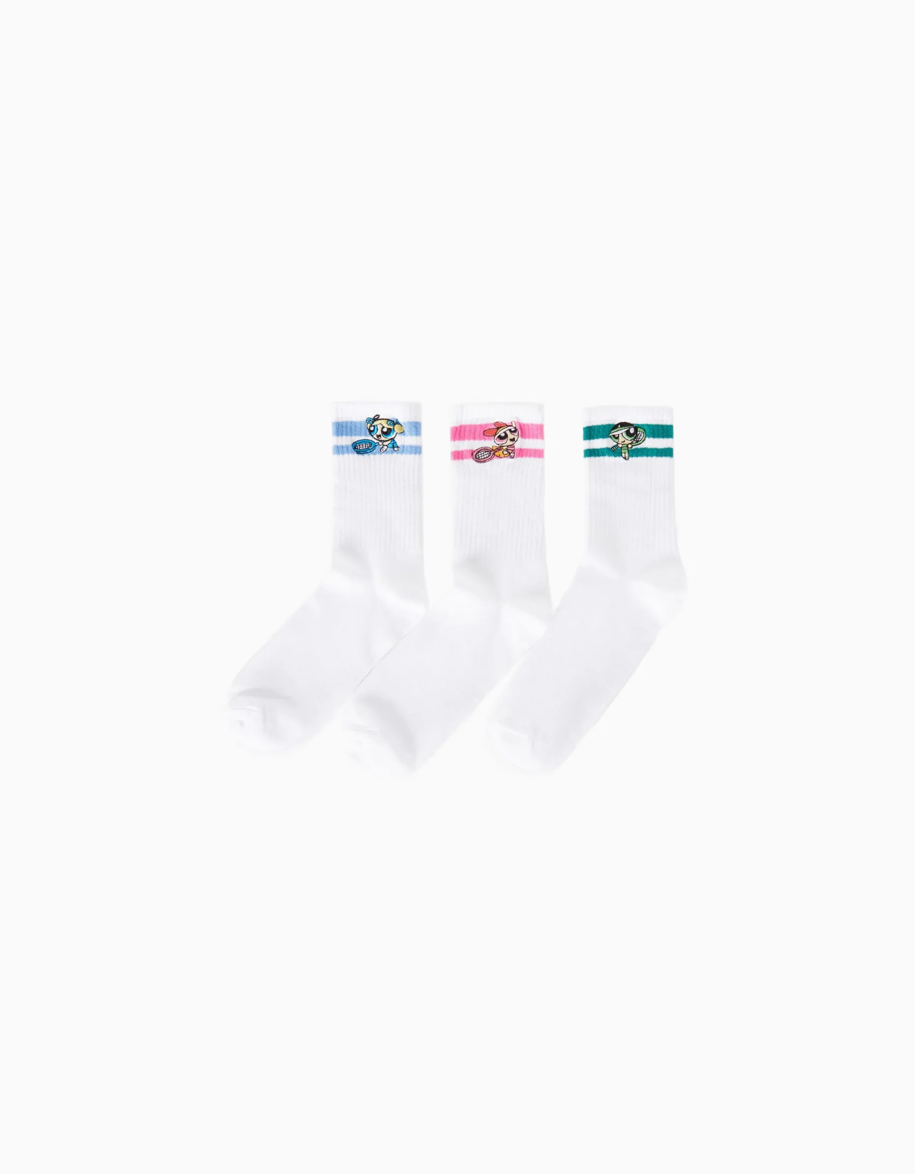 BERSHKA Lot 3 paires de chaussettes Super Nanas Blanc Store