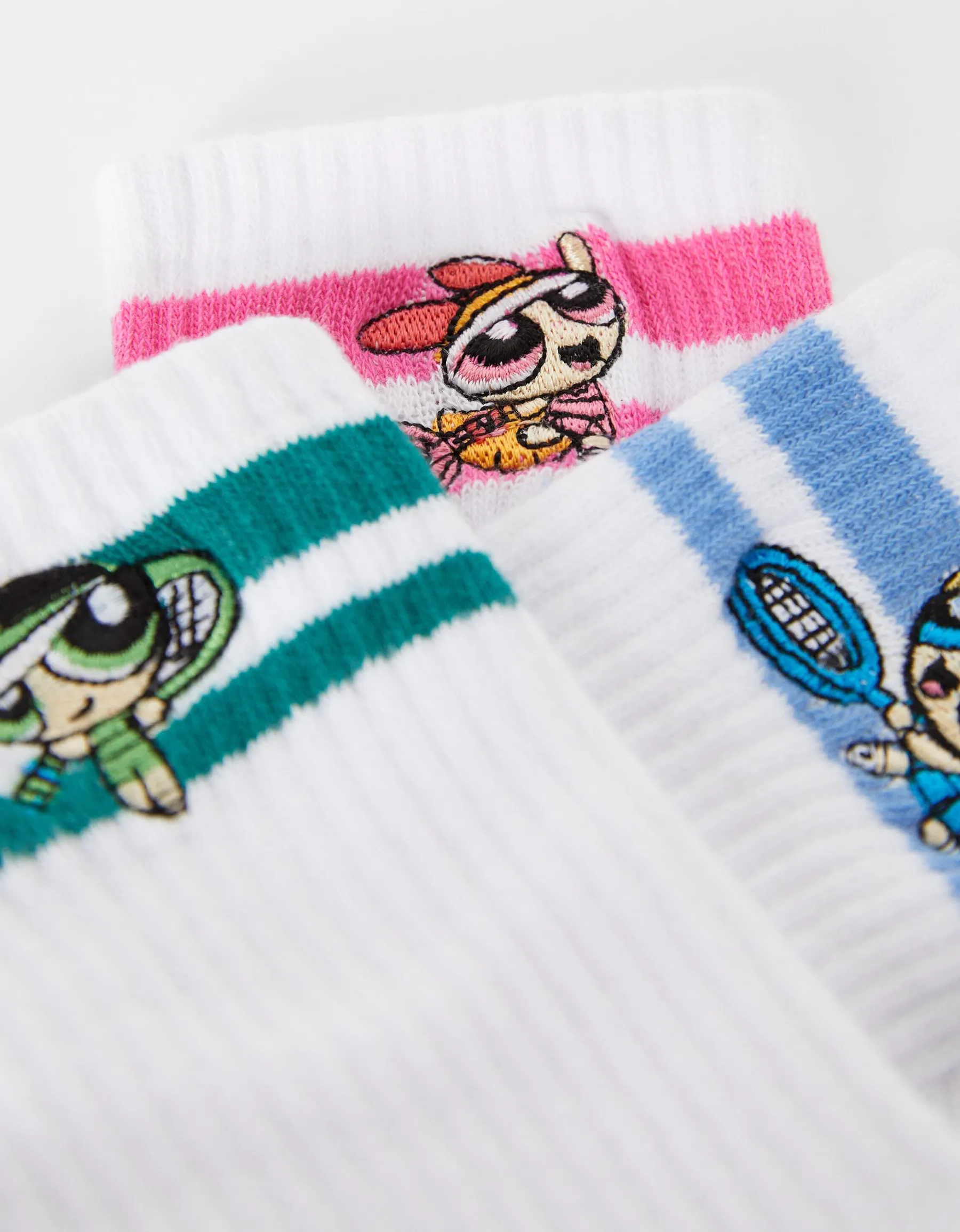 BERSHKA Lot 3 paires de chaussettes Super Nanas Blanc Store