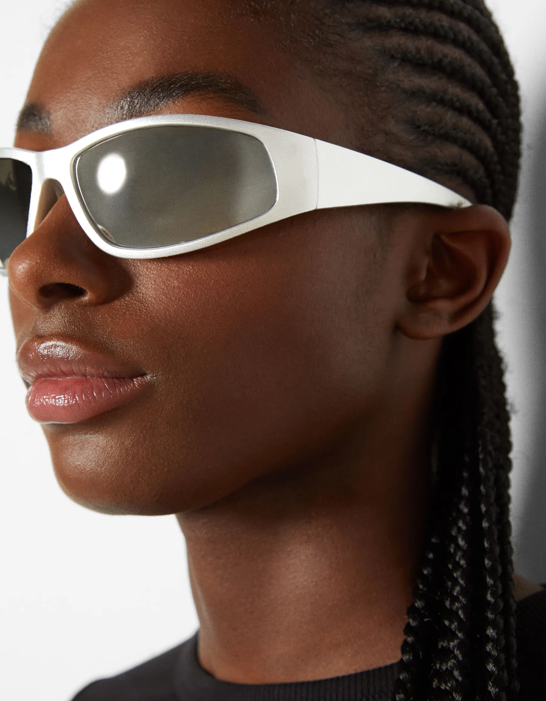 BERSHKA Lunettes chromées Argent Discount