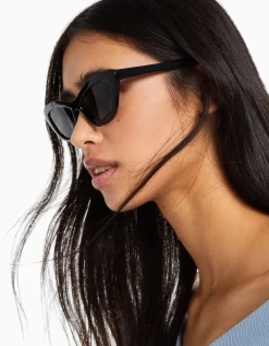 BERSHKA Lunettes de soleil œil de chat Noir New
