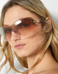 BERSHKA Lunettes de soleil monoverre Rose Best