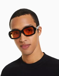 BERSHKA Lunettes de soleil ovales Orange Sale