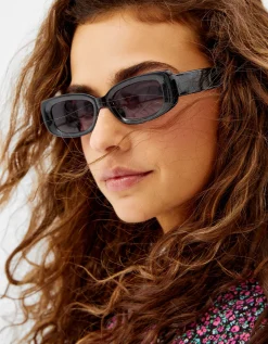 BERSHKA Lunettes de soleil rectangulaires Noir Flash Sale