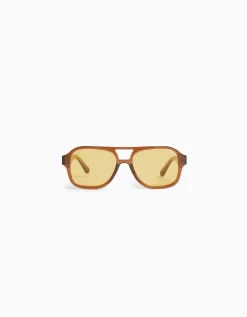 BERSHKA Lunettes rétro imitation écaille Marron Flash Sale
